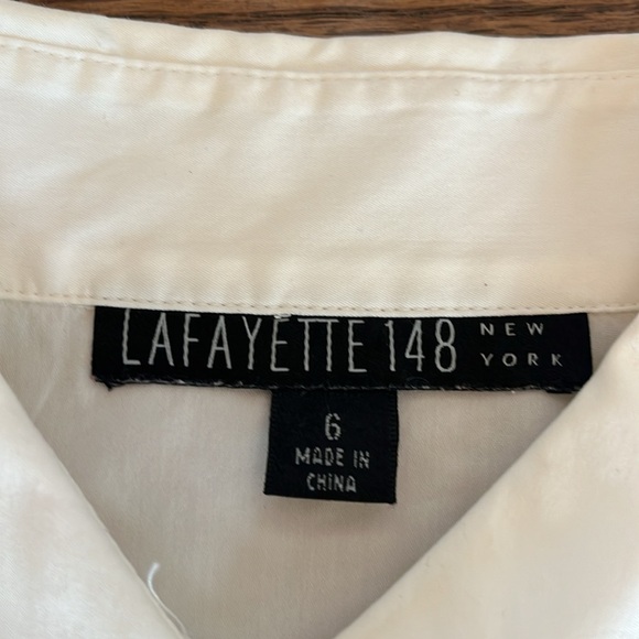 Lafayette 148 Button Down Short Sleeves Waist Tie Back Stretch Size 6 - Picture 10 of 12